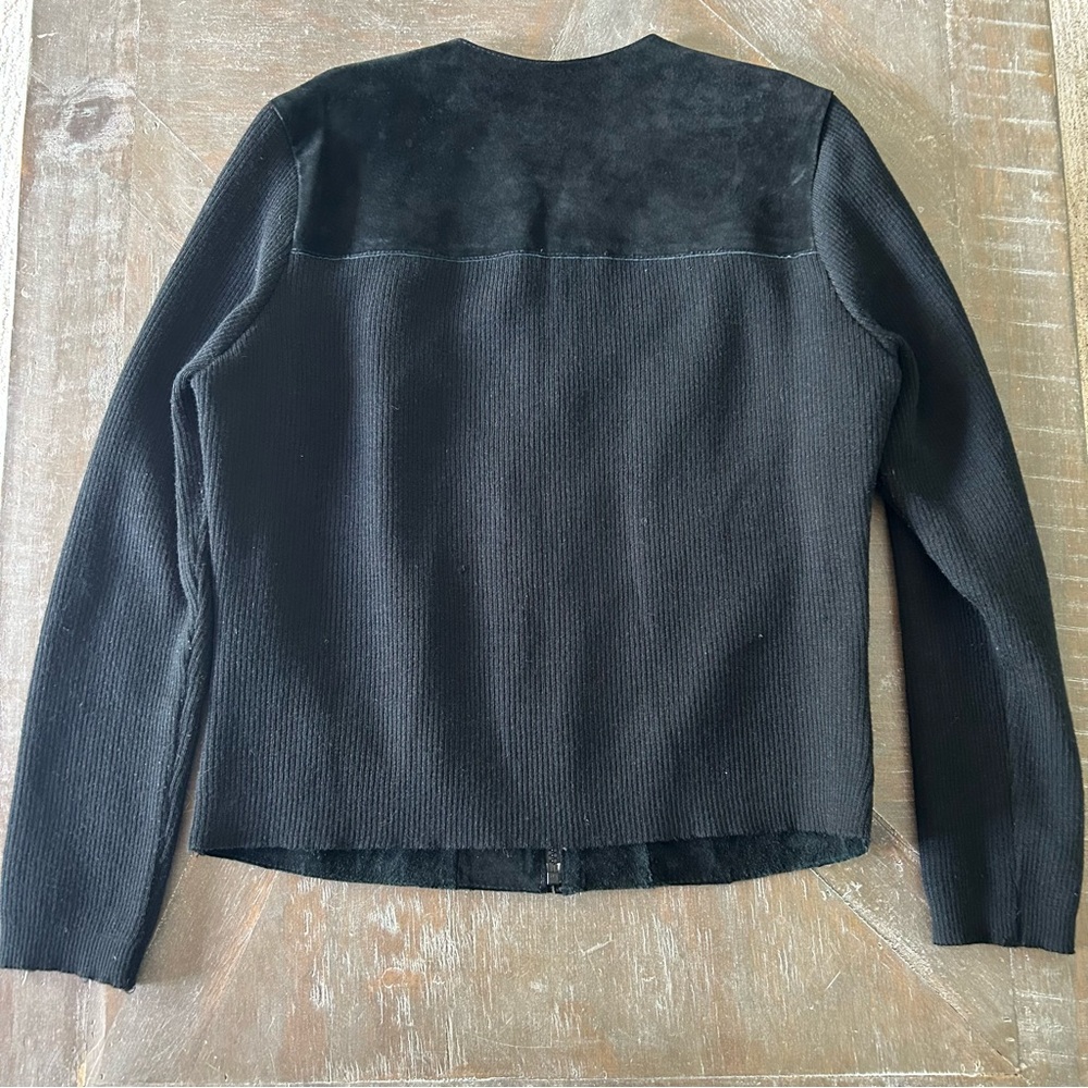 Massini Black Leather Jacket With Patchwork Design - image 2